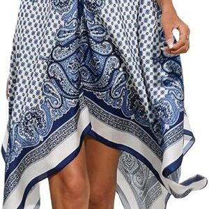 Navy & Light Blue Paisley High-Low Dress